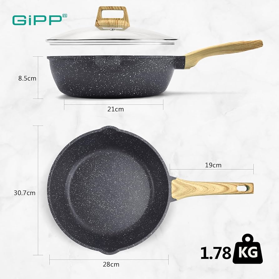 Amazon.co.jp: GiPP フライパン 28cm 深型 蓋付き IH・ガス火